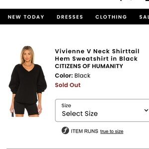 Citizens of Humanity Black V-Neck Shirttail Sweater